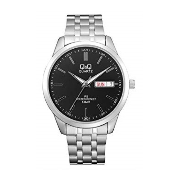 Ceas barbatesc Q&Q argintiu cu negru