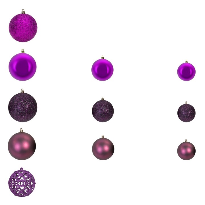 Set 50 globuri colorate lucioase de Craciun, Lioness, 3 x 4 x 6 cm