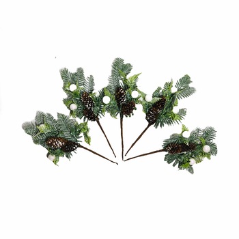 Set 5 crengute decorative conuri pentru Craciun, Atelier, Plastic, Alb/Verde, 15cm Set 5 crengute decorative conuri pentru Craciun, Atelier, Plastic, Alb/Verde, 15cm