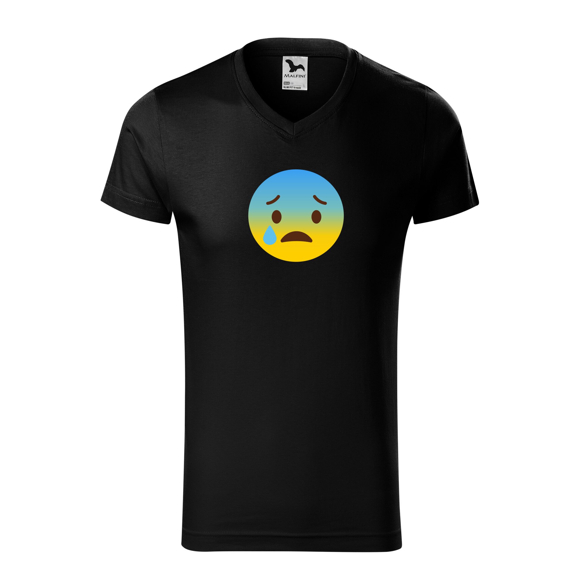 Tricou barbati, Malfini, Emoji Depressed with tears Face, Negru, L