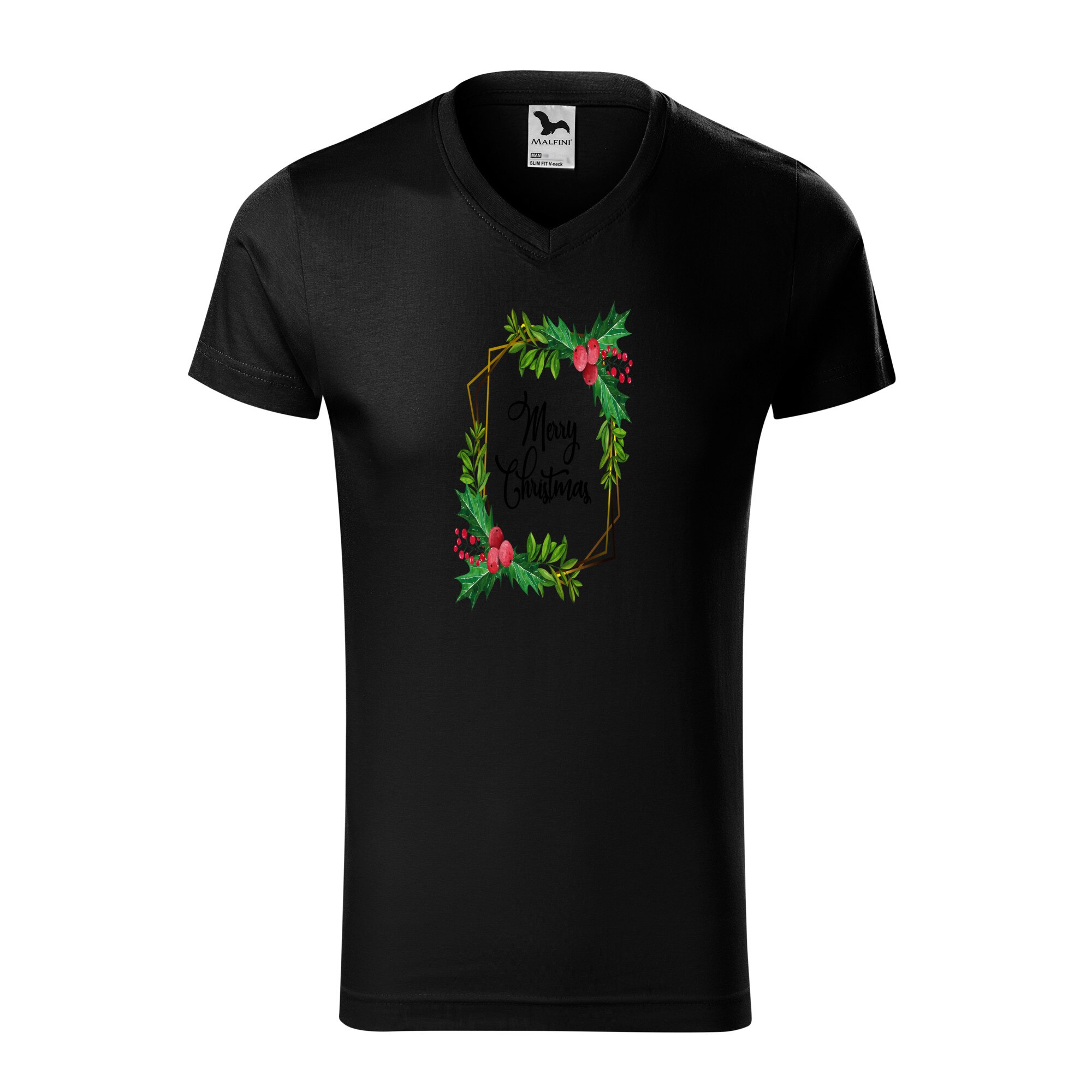Tricou barbati, Malfini, Merry Christmas, Negru, L