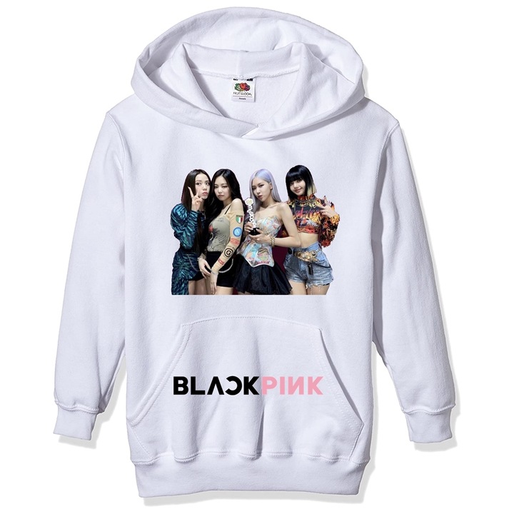Hanorac personalizat dama cu BLACKPINK, Bumbac, Alb, XS