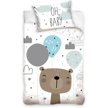 Set lenjerie pat copii Bear Oh Baby 100x135 + 40x60, CBX203006BABY_4, SunCity, Albastru Set lenjerie pat copii Bear Oh Baby 100x135 + 40x60, CBX203006BABY_4, SunCity, Albastru
