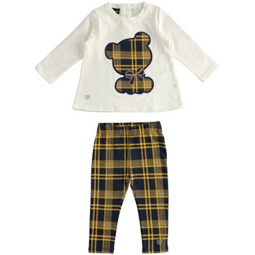 Compleu fete Sarabanda,alb/bleumarin/galben-24luni