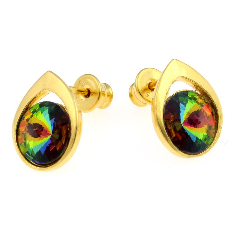 Cercei Argint 925 placat cu aur 24k cu cristale® vitrail medium 8 mm