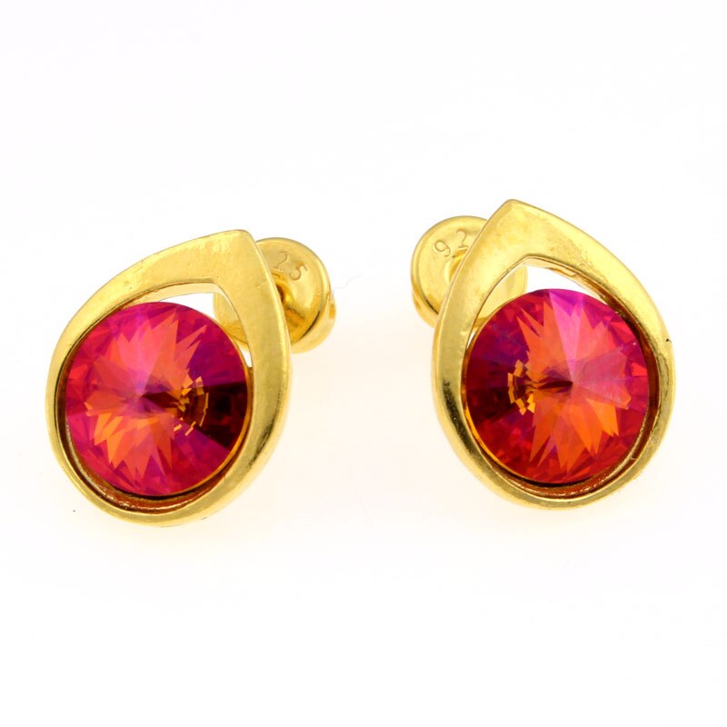 Cercei Argint 925 placat cu aur 24k cu cristale® astral pink 8 mm