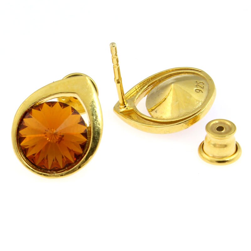 Cercei Argint 925 placat cu aur 24k cu cristale® topaz 8 mm
