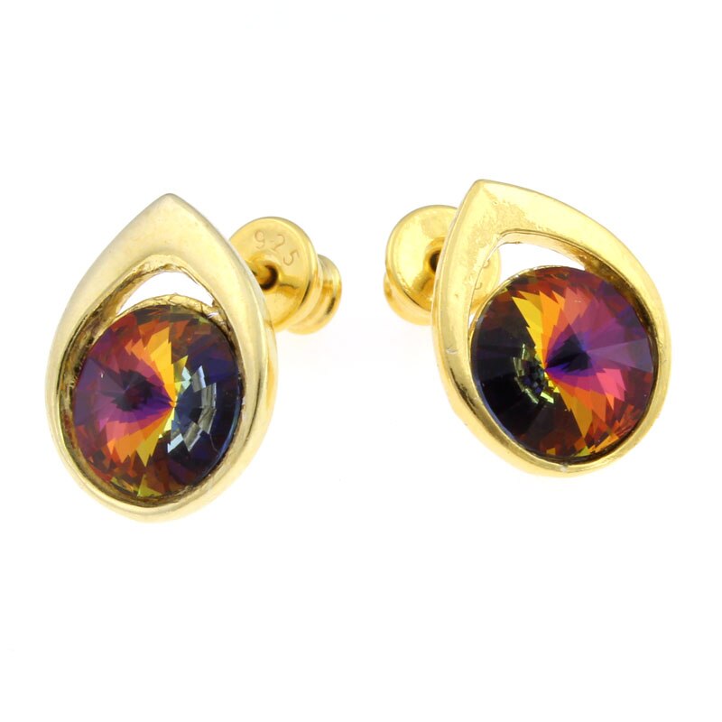 Cercei Argint 925 placat cu aur 24k cu cristale® volcano 8 mm
