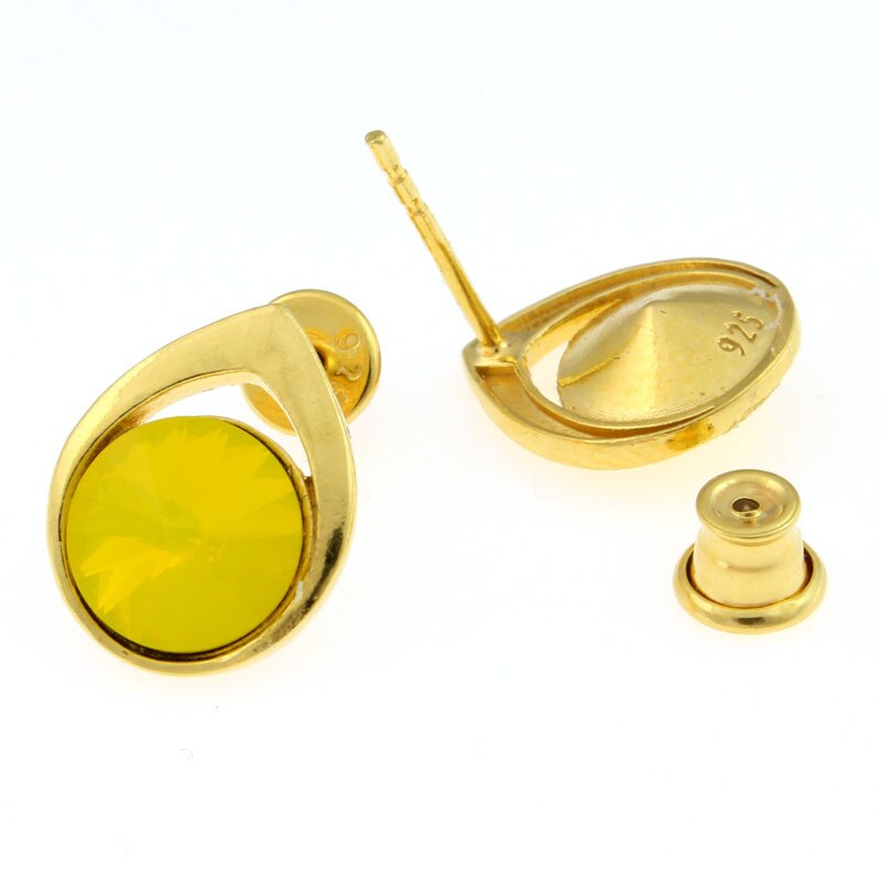 Cercei Argint 925 placat cu aur 24k cu cristale® galben opal 8 mm