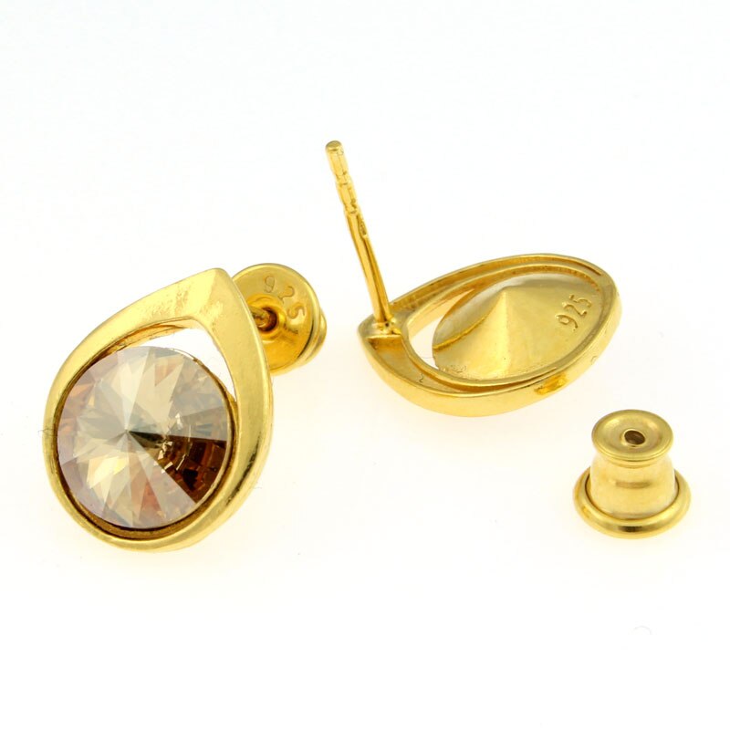 Cercei Argint 925 placat cu aur 24k cu cristale® golden shadow 8 mm