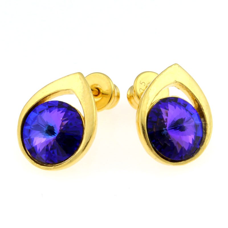 Cercei Argint 925 placat cu aur 24k cu cristale® heliotrope 8 mm