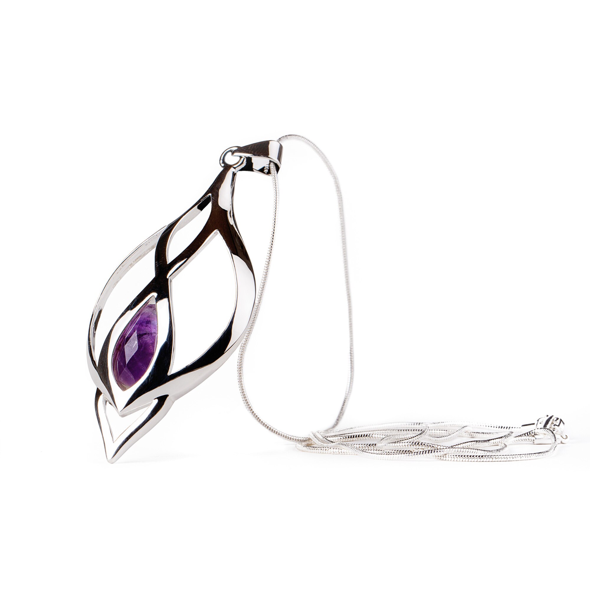 Colier si lant din inox, suflate cu argint Infinity Amethyst ZaZa