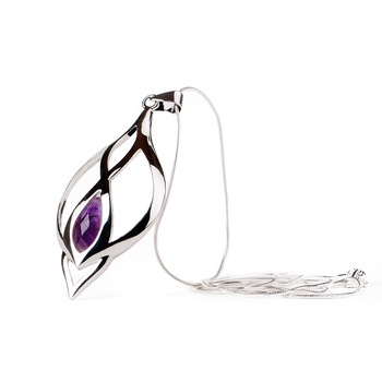 Colier si lant din inox, suflate cu argint Infinity Amethyst ZaZa Colier si lant din inox, suflate cu argint Infinity Amethyst ZaZa