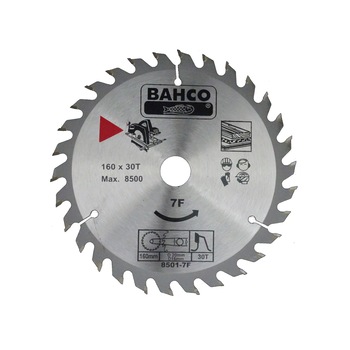 Panza de fierastrau circular pentru lemn, Bahco, cu dinti din carbura metalica, 30T, 160 x 20 x 2.6 cm Panza de fierastrau circular pentru lemn, Bahco, cu dinti din carbura metalica, 30T, 160 x 20 x 2.6 cm