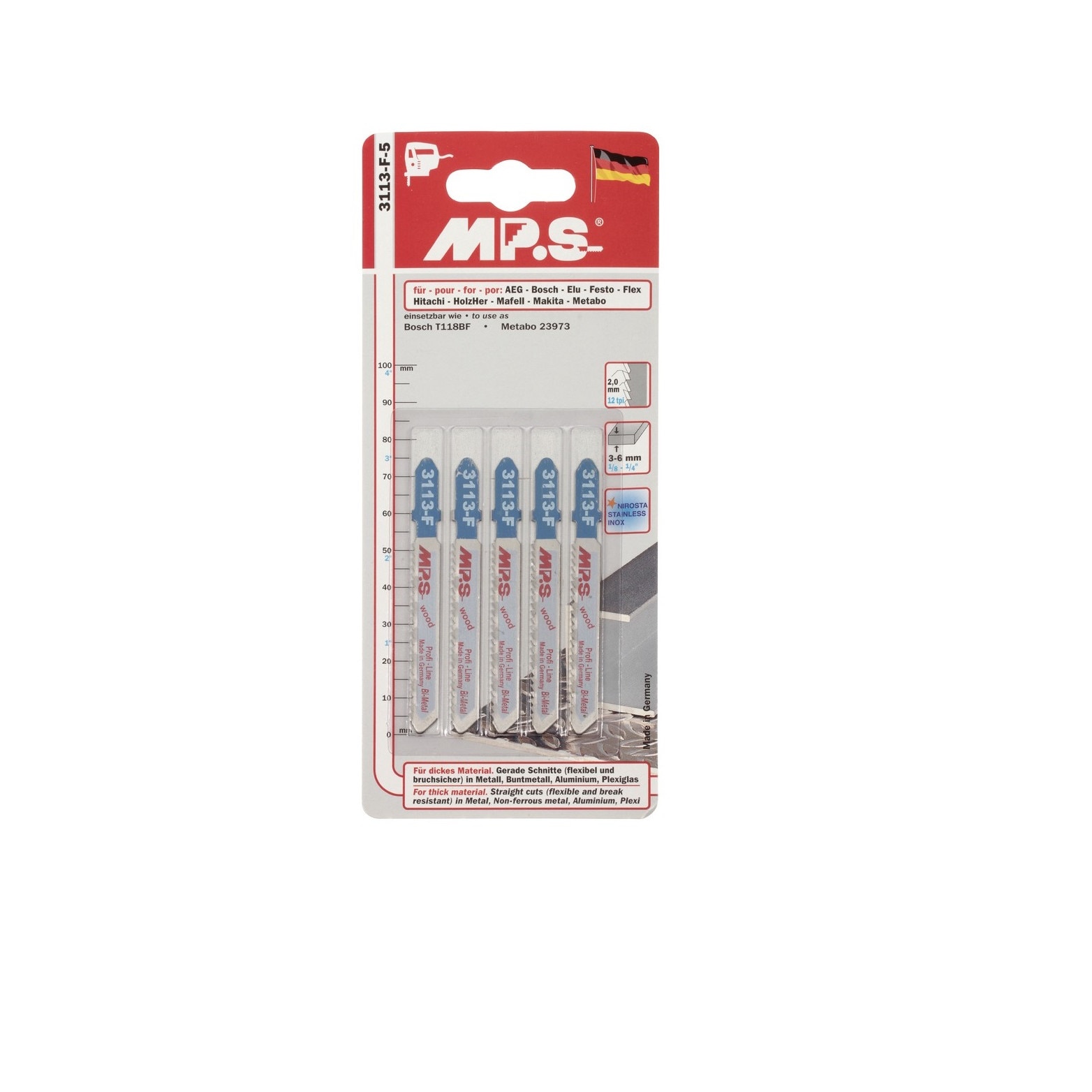 Set 5 panze pendular marca MPS de 75x8 mm