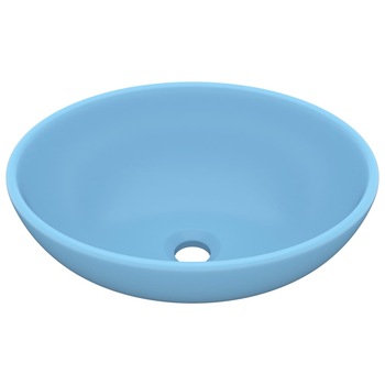 Chiuveta de baie ovala de lux, vidaXL, Ceramica, 40 x 33 cm, Albastru deschis Chiuveta de baie ovala de lux, vidaXL, Ceramica, 40 x 33 cm, Albastru deschis