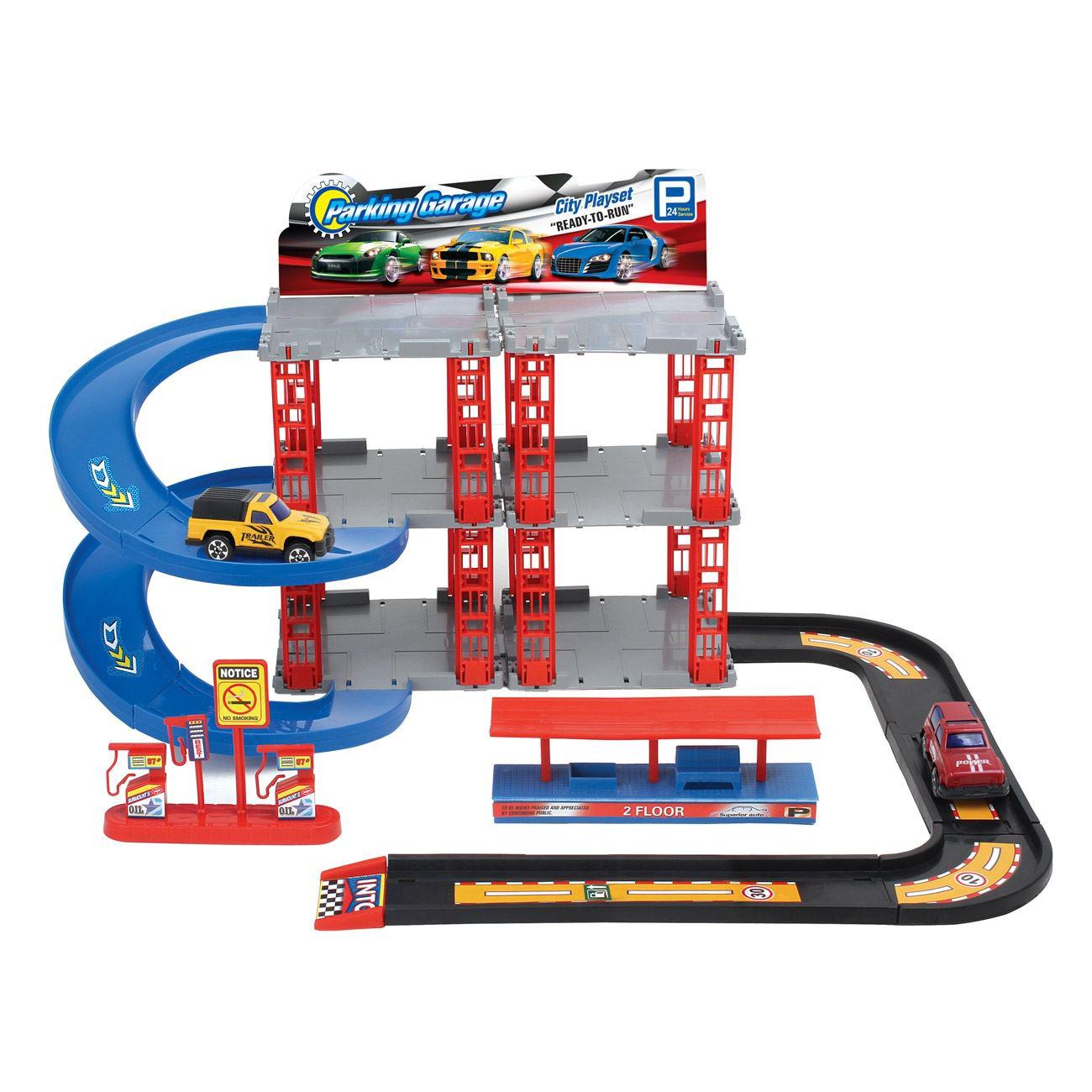 Garaj tip parcare,pe 2 niveluri cu 2 masinute de metal,pista