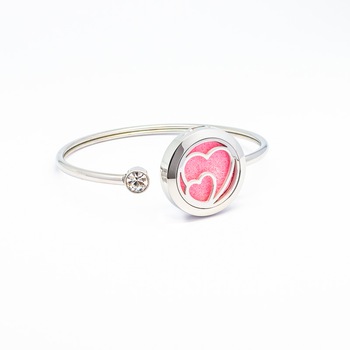 Bratara dama aromaterapie pentru uleiuri esentiale - difuzor cu model inima - 5 discuri textile Bratara dama aromaterapie pentru uleiuri esentiale - difuzor cu model inima - 5 discuri textile