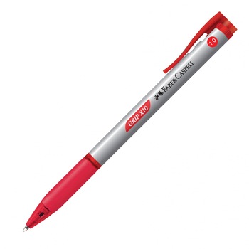 Pix Cu Mecanism Grip X10 2 Faber-Castell, Rosu Pix Cu Mecanism Grip X10 2 Faber-Castell, Rosu