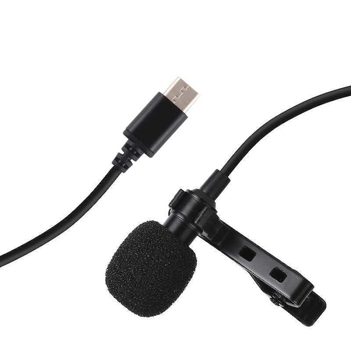 Puluz Pu425 mikrofon, USB-C, 1,5 M, fekete