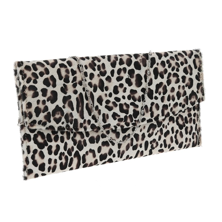 Plic de ocazie animal print din piele naturala cu par, MAGAZINUL DE GENTI