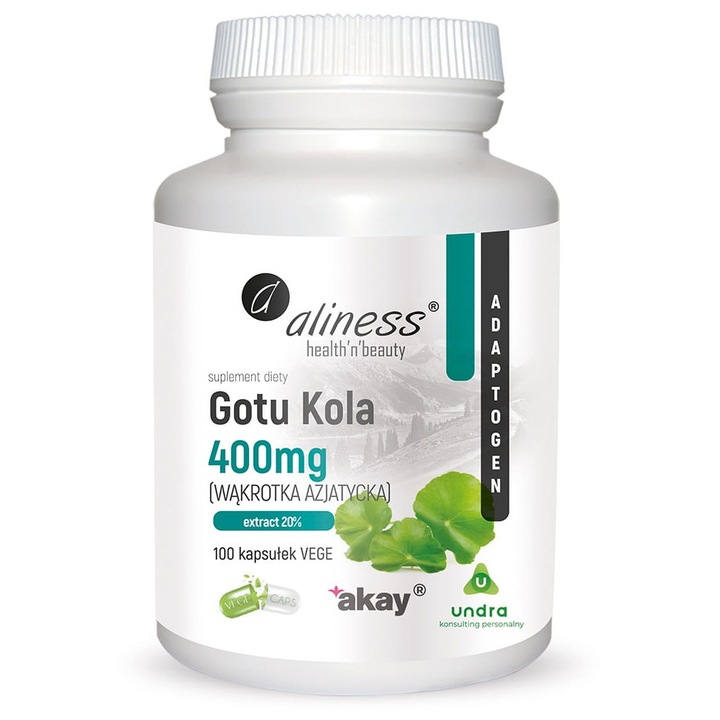 Aliness, Gotu Kola étrendkiegészítő, 400mg, 100 kapszula