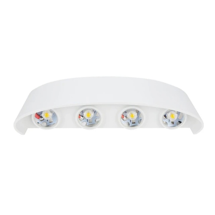 Aplica led perete 8W , Alb , Iluminare sus /jos , Aluminiu , Exterior , Lumina Calda , 720LM , IP65