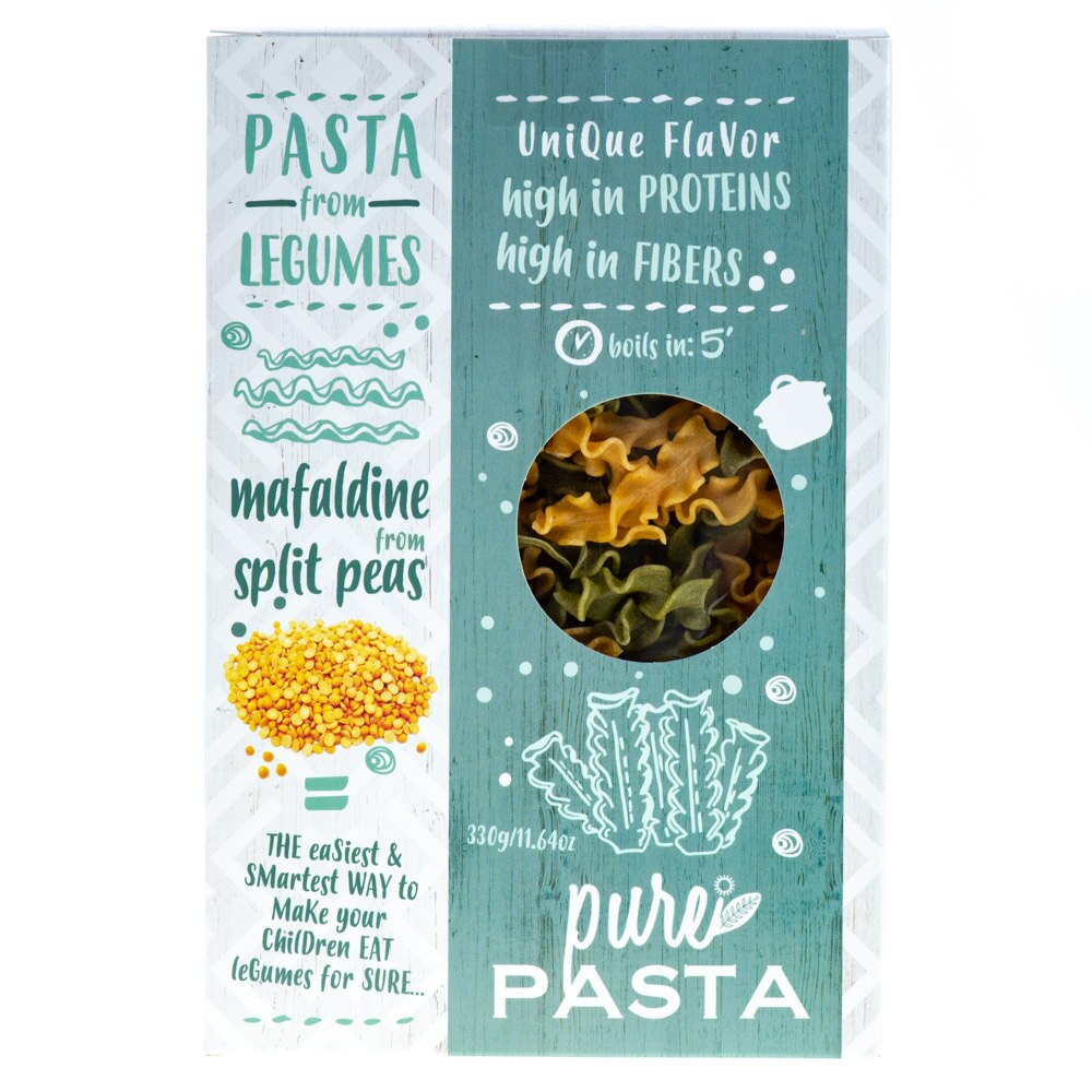 Paste mafaldine din fava, Serafim, 100% natural, continut inalt de fibre, bogate in proteine, minerale si vitamine, 330 g