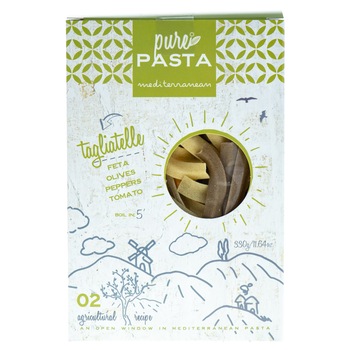Paste tagliatele cu feta masline ardei si rosii, Serafim, ingrediente naturale, din grau dur, 330 g Paste tagliatele cu feta masline ardei si rosii, Serafim, ingrediente naturale, din grau dur, 330 g
