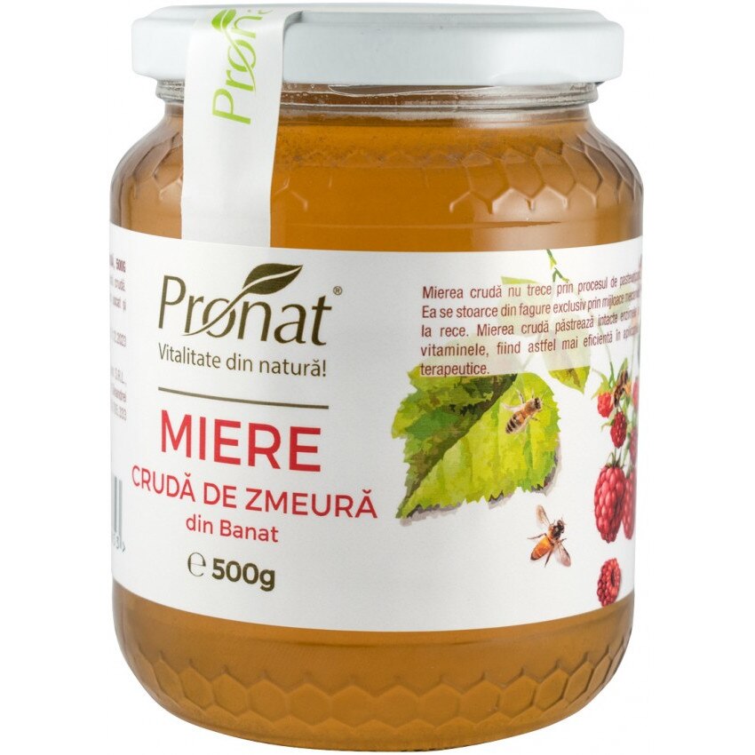 Miere cruda de zmeura, Pronat, 500 g
