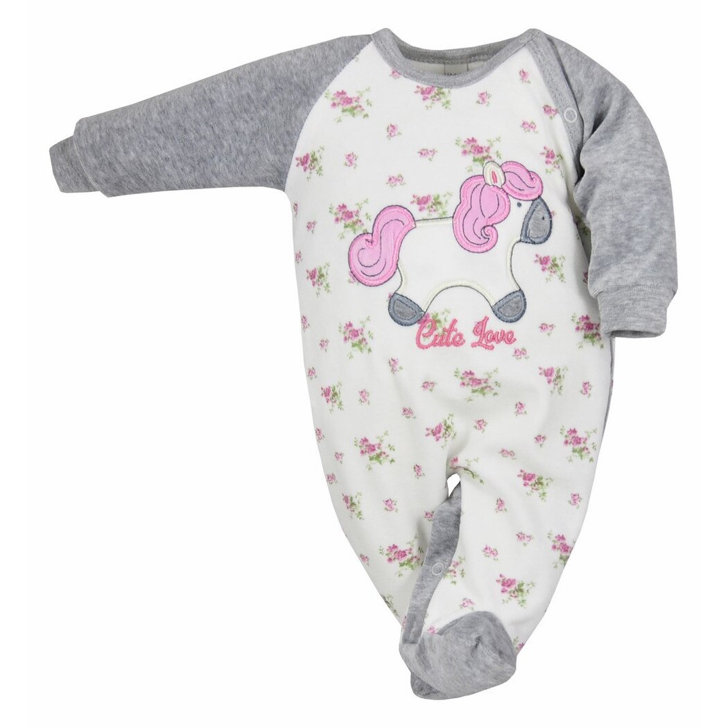 Salopeta cu maneca lunga pentru fete Koala Zabawka 05-325G1, Gri, 74 cm