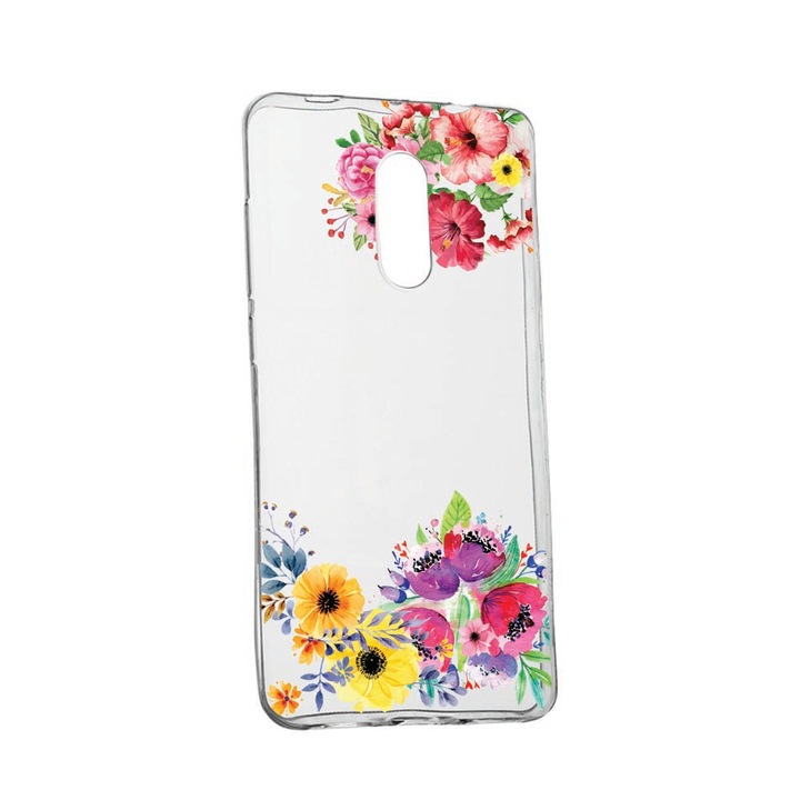 Husa Silicon Compatibila cu Nokia 2.4, Flowers, rezistenta la uzura, anti-alunecare, 56