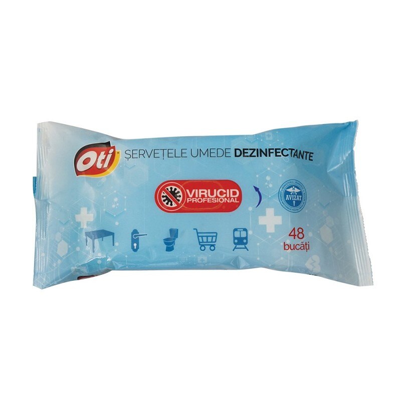 Servetele umede dezinfectante virucide, 48 buc