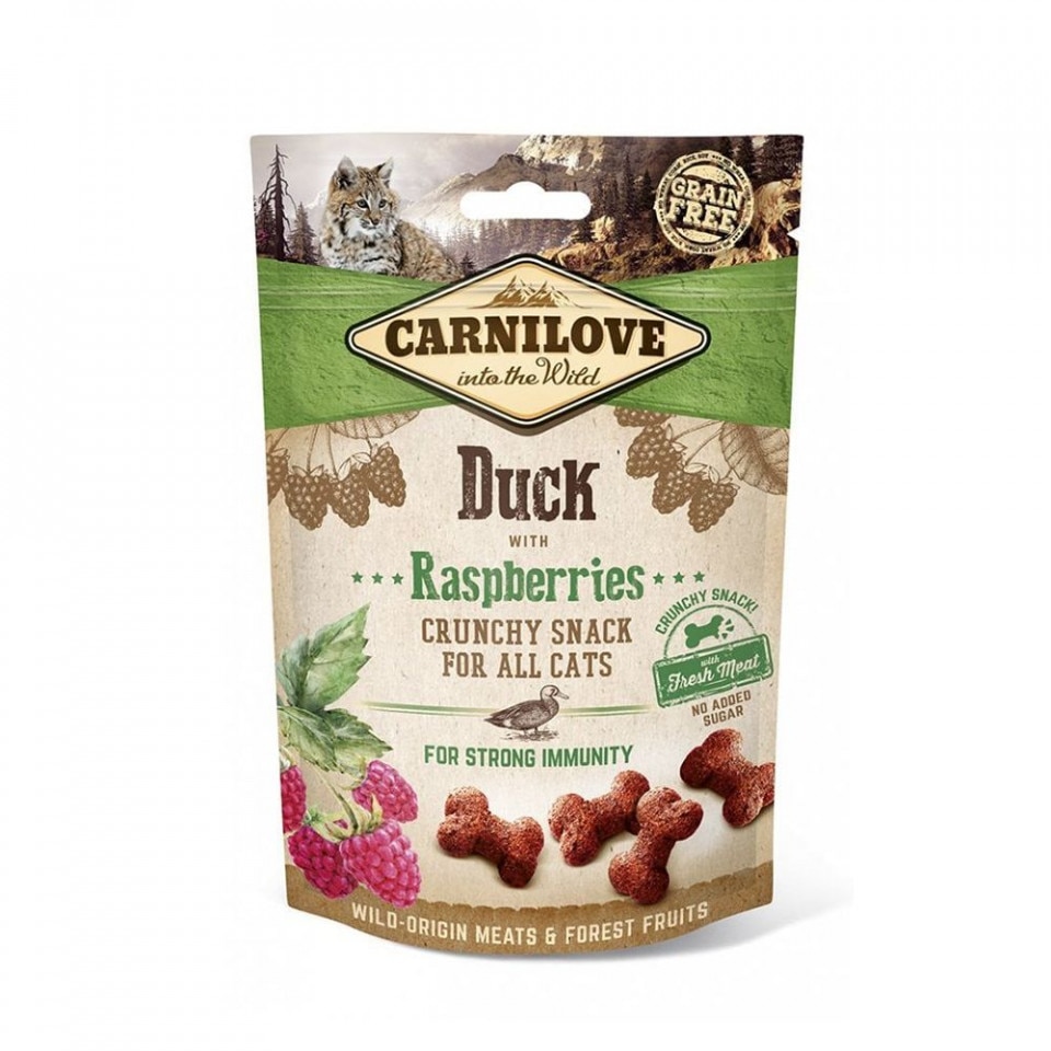 Recompense pentru pisici Carnilove, Rata & Zmeura, 50g