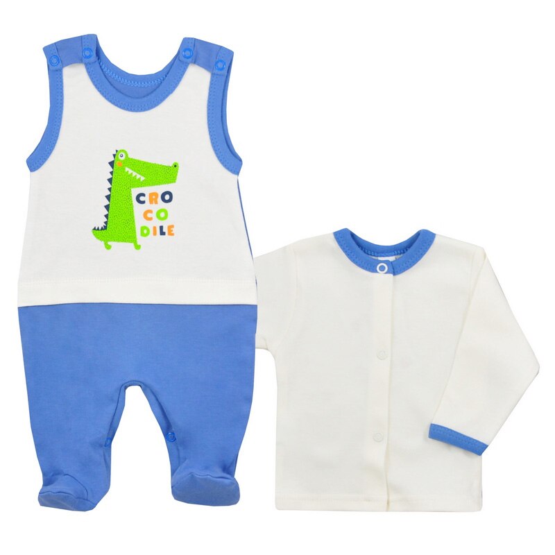 Compleu 2 piese salopeta si bluza pentru baieti Koala Play Time 3810A, Albastru, 56 cm