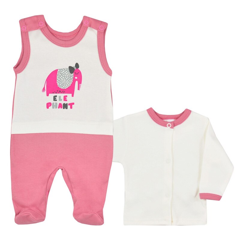 Compleu 2 piese salopeta si bluza pentru fete Koala Play Time 3810RZ, Roz, 56 cm