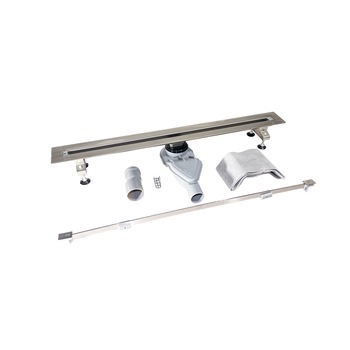 Rigola dus inox ultra slim, Reecomer, conexiune D40-50mm, L 900mm, folie inclusa pentru hidroizolatie Rigola dus inox ultra slim, Reecomer, conexiune D40-50mm, L 900mm, folie inclusa pentru hidroizolatie