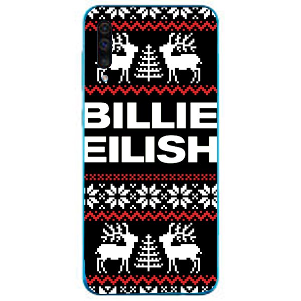 Husa din Silicon, Christmas Billie Eilish My Name Everywhere White pentru Samsung Galaxy A70, Multicolor