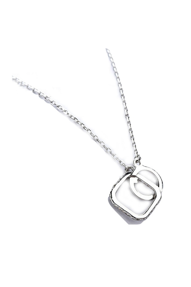 Colier, patrat, argintat, reglabil, 40 cm