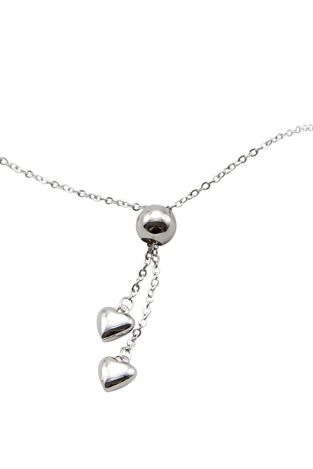 Colier, minimalist inimioara, argintat, reglabil, 40 cm