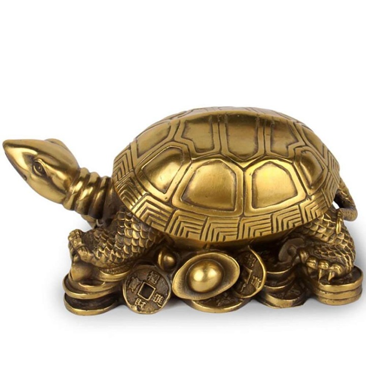 Broasca testoasa, obiect feng shui, pentru stabilitate si longevitate, 5 cm auriu