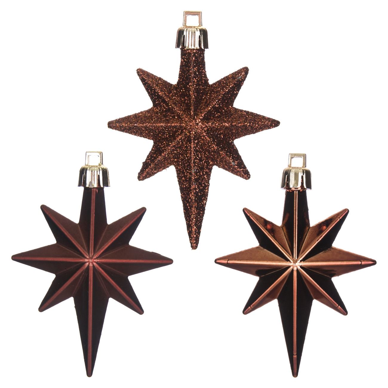 Set ornamente brad Craciun, stelute, South Perfect Decor, 16 buc, 8 cm