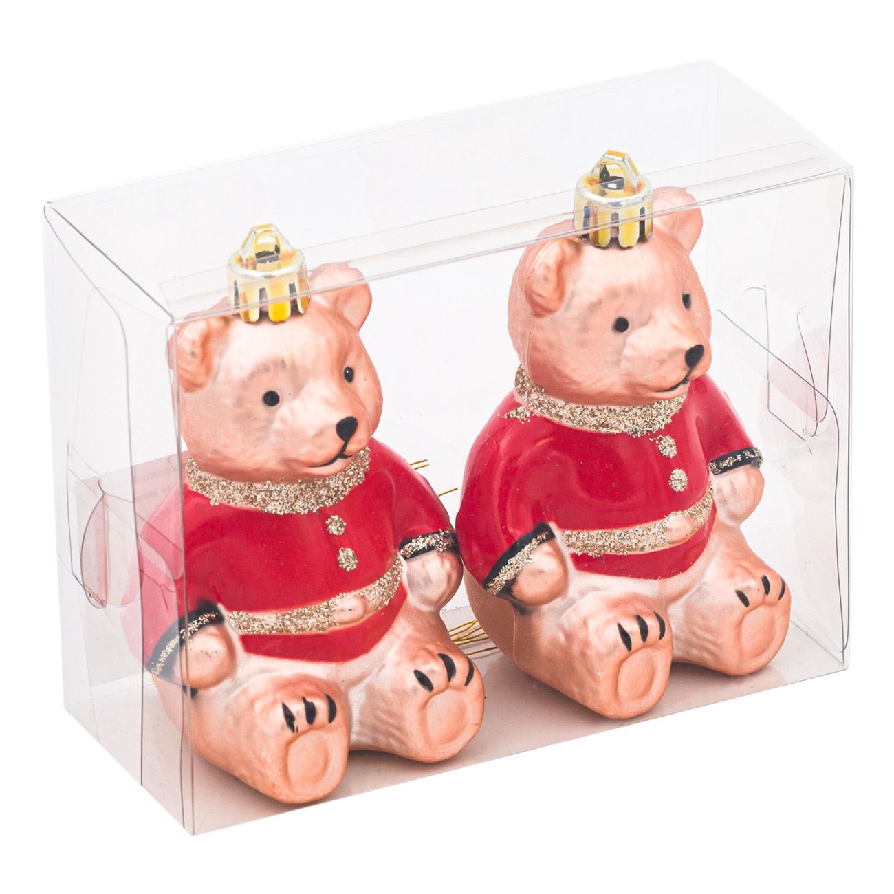 Set 2 Ornamente de Craciun, New Line, model Ursuleti, 8,5 cm, Rosu/Auriu