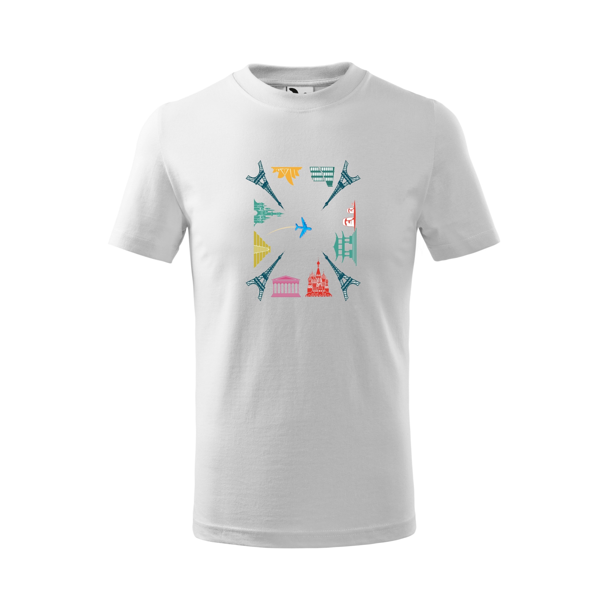 Tricou copii, Malfini, Square World, Alb, 4 ani
