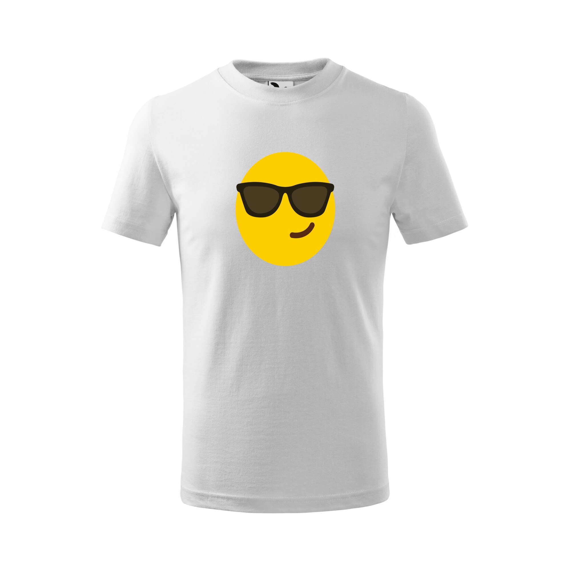 Tricou copii, Malfini, Emoji Cool Face, Alb, 4 ani