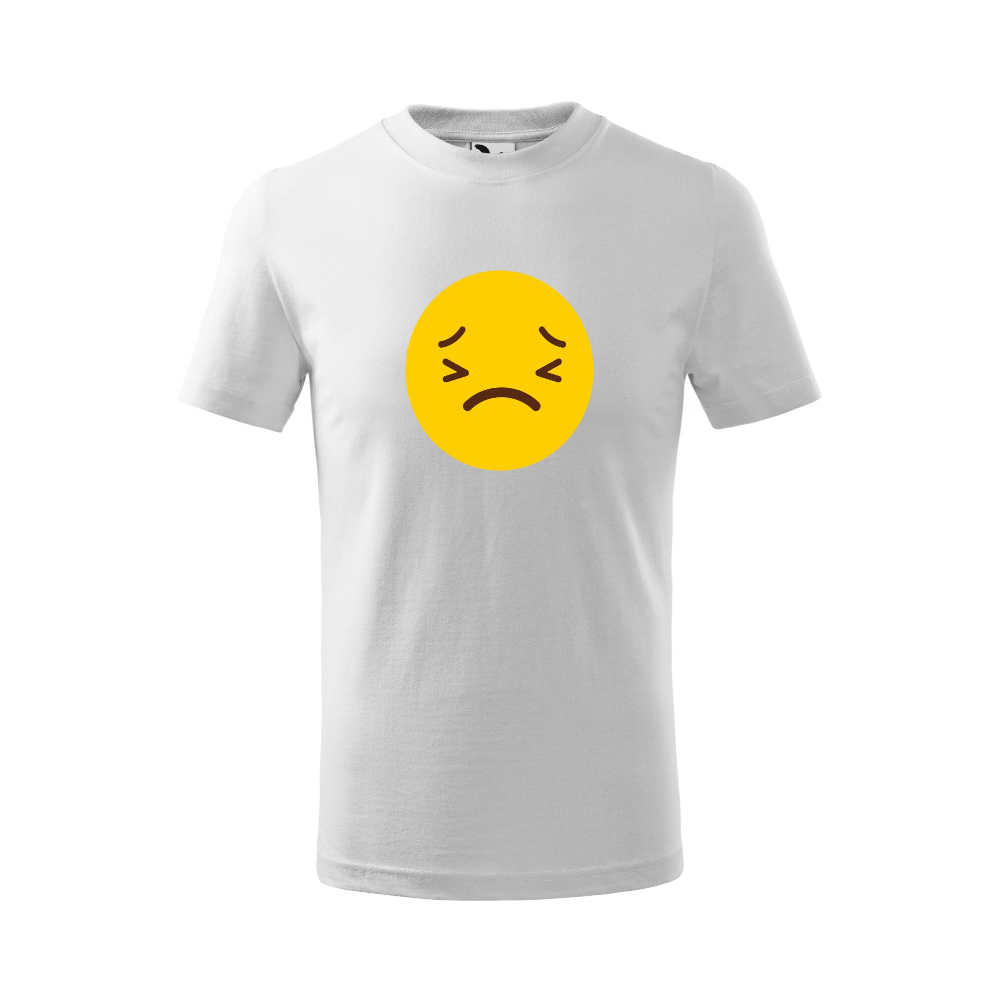 Tricou copii, Malfini, Emoji Depressed Face, Alb, 4 ani