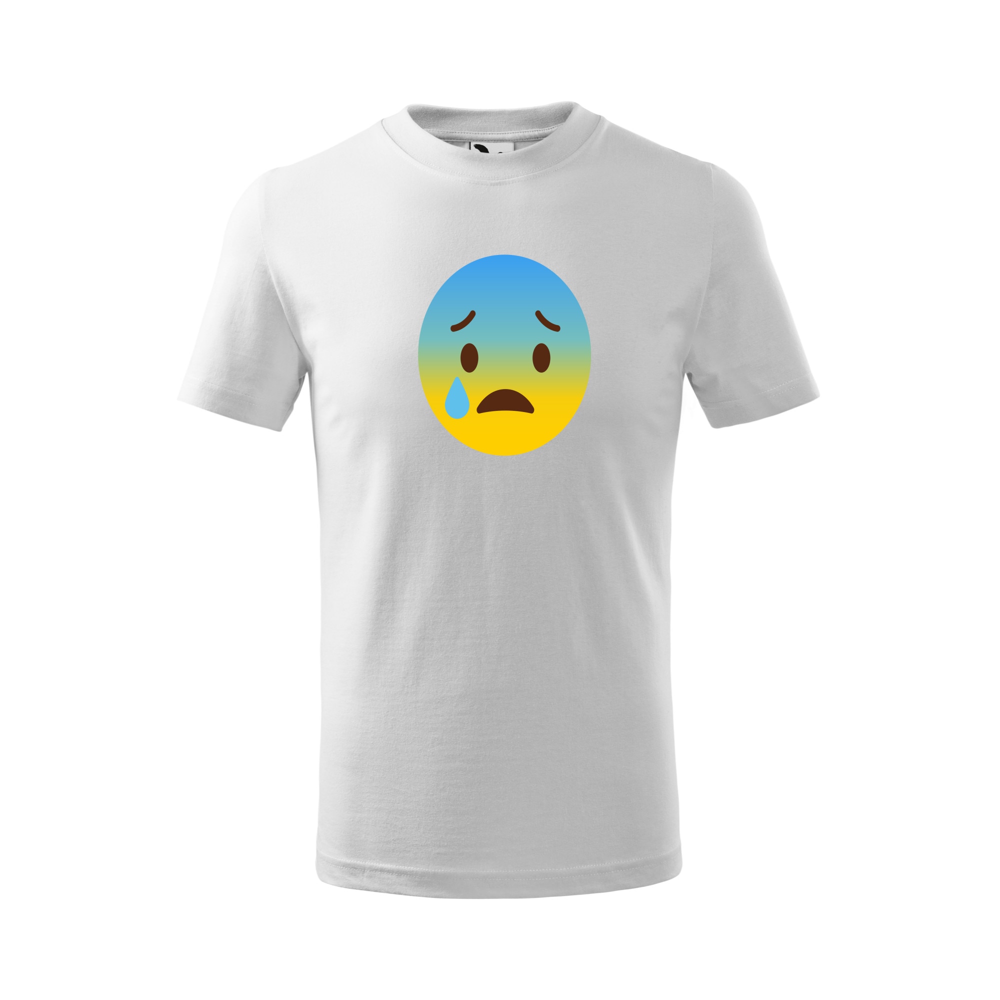 Tricou copii, Malfini, Emoji Depressed with tears Face, Alb, 4 ani