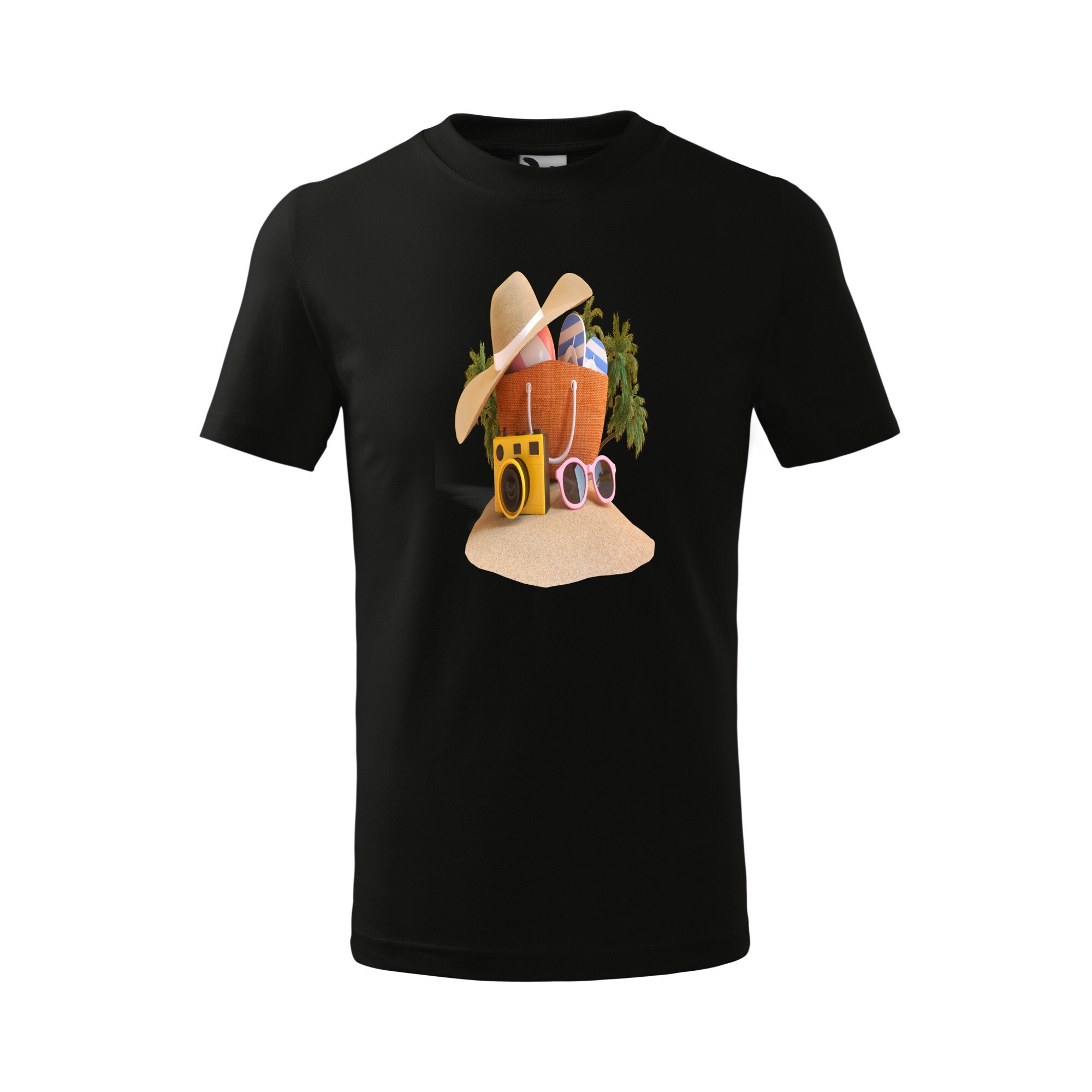 Tricou copii, Malfini, Beach Lover, Negru, 4 ani