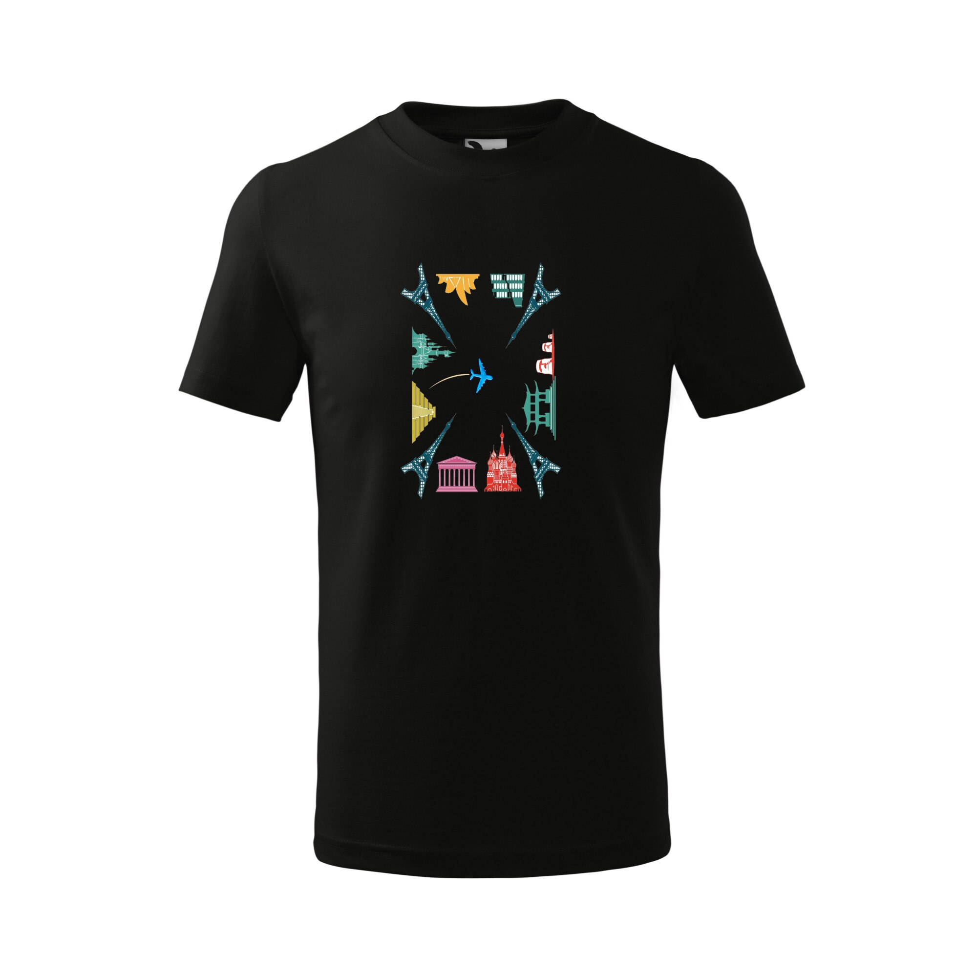 Tricou copii, Malfini, Square World, Negru, 4 ani