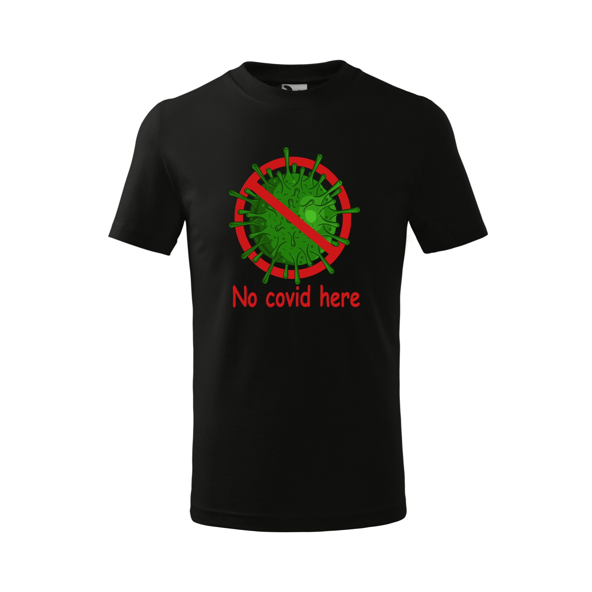 Tricou copii, Malfini, No Covid Here, Negru, 4 ani